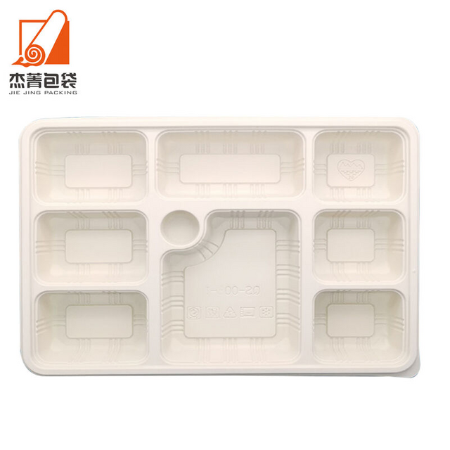 New environmental protection disposable food packaging 8-grid takeaway lunch box microwave degradable corn starch food container