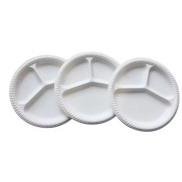 Restaurant Disposable 10 Inch 3 Compartment Biodegradable Food Plates For Sale