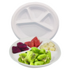 Custom 11 Inch 4 Compartment Big Round Eco Friendly Food Safety Corn Starch Tableware Reusable Disposable Food Plate
