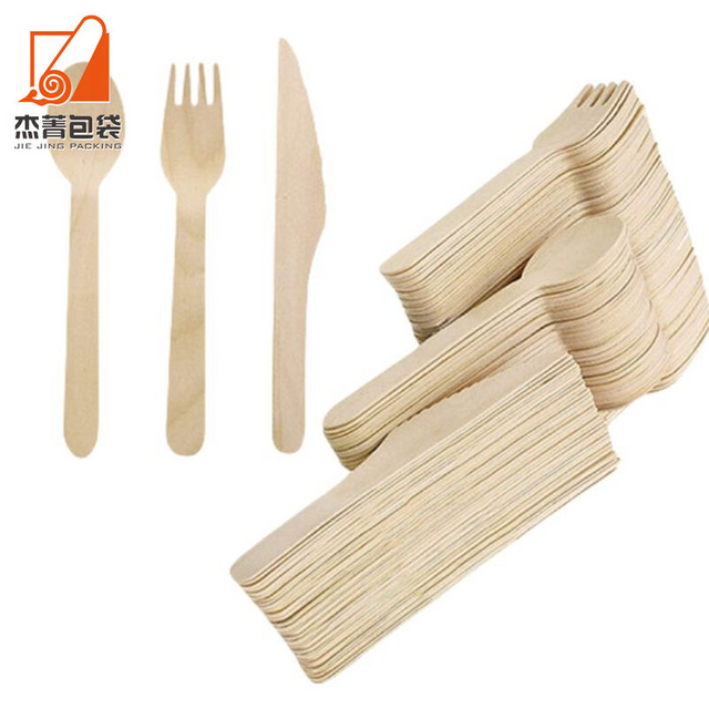 Wholesale Biodegradable Bulk Wood Spoon / Forks / Knives Disposable Wooden Cutlery Set