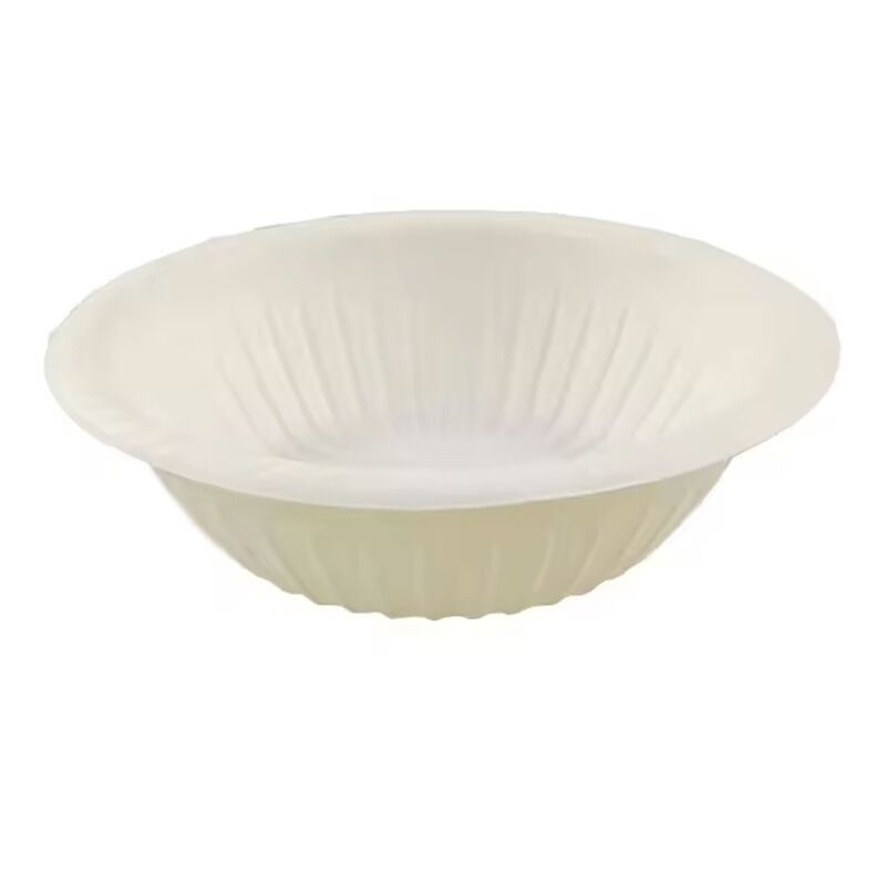 Disposable environmentally friendly 200ml striped salad bowl Cornstarch round takeaway food packaging rice soup noodles dip bowl
