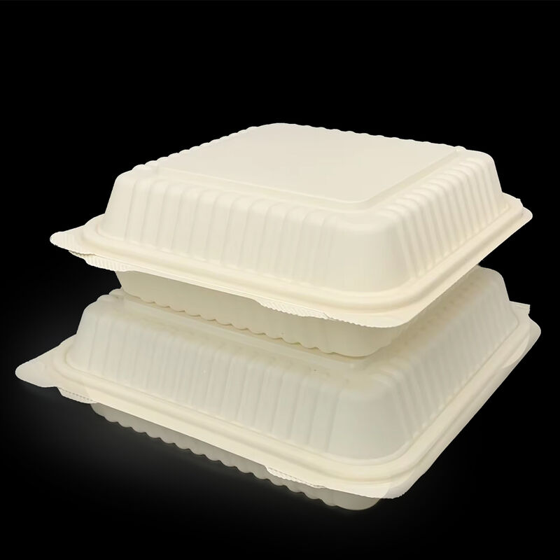 Biodegradable ecofriendly disposable tableware corn starch packaging food containers corn starch degradable meal boxes