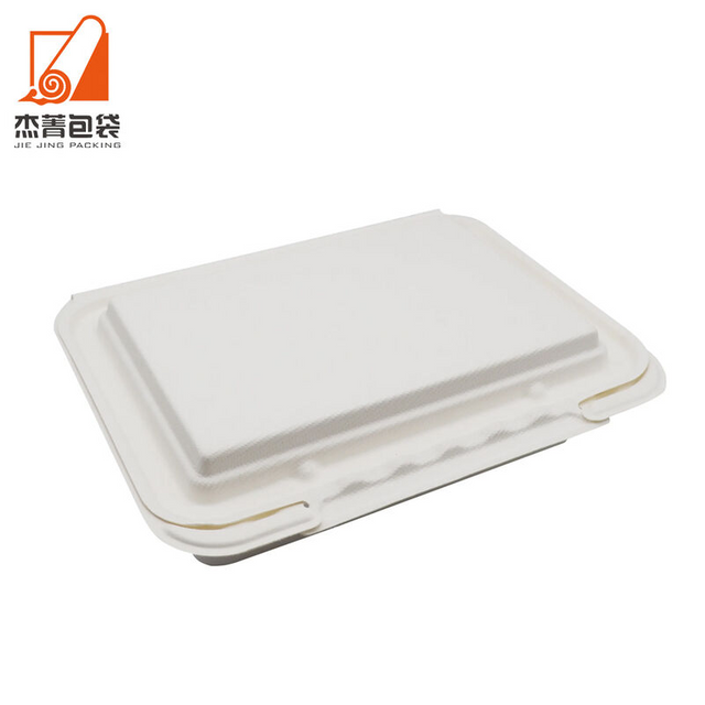 Compostable dishware take away food container for restaurant, restaurant take away boxes, 9*6 inch bagasse lunchbox