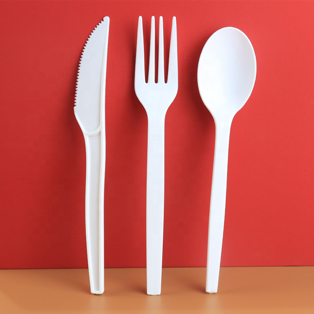 Disposable Biodegradable Corn Starch Knife Fork Spoon Pack Set Compostable Cornstarch Cutlery