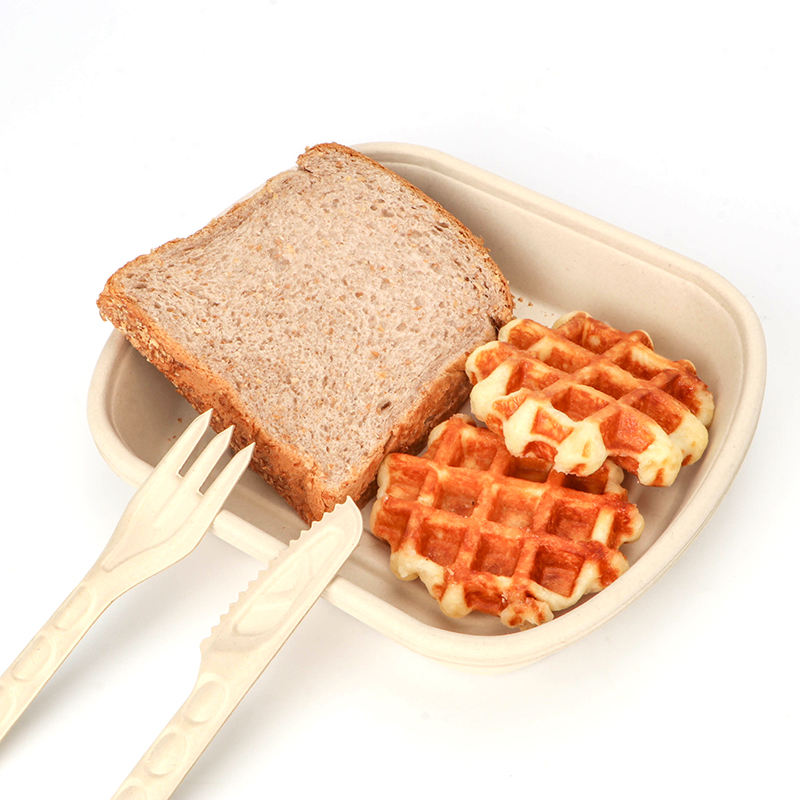 2024 Food Grade Bagasse Sugarcane Pulp Paper Spoon Folk Knife Set Eco Friendly Disposable Biodegradable Cutlery For Parties
