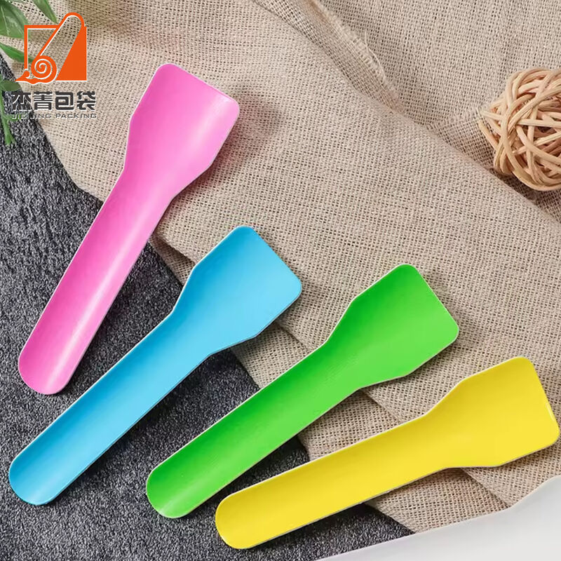 Eco-Friendly Disposable Paper Tableware: Color Splash Cake Dessert Spoons, Knives, Forks, and Ice Cream Spoons
