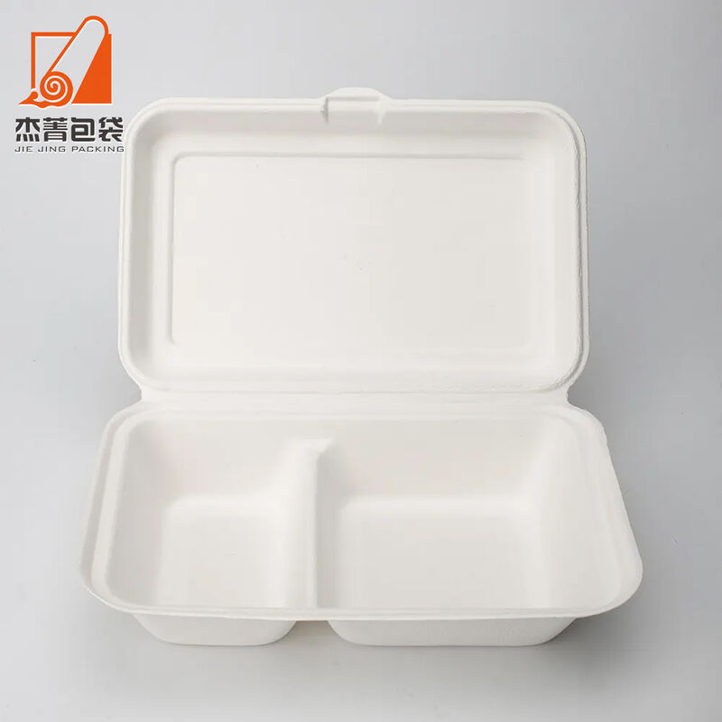 Biodegradable Pulp Molding Food Takeaway Packaging Clamshell Sugarcane Bagasse Disposable Lunch Packing Boxes
