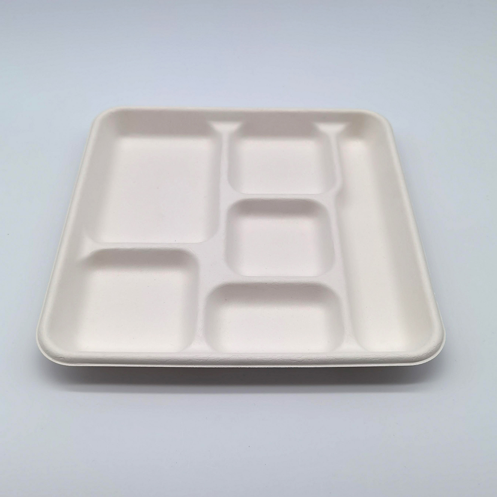 Werkseitige Zuckerrohr-Bagasse-Tabletts mit biologisch abbaubarem kompost ierbarem Einweg-Deckel