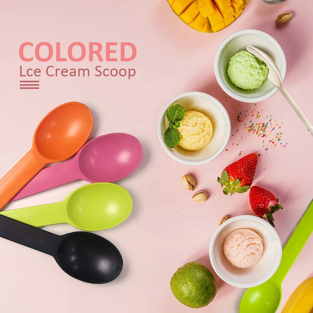 Colorful Yogurt Ice Cream Spoon Disposable Biodegradable Ice Cream Spoons