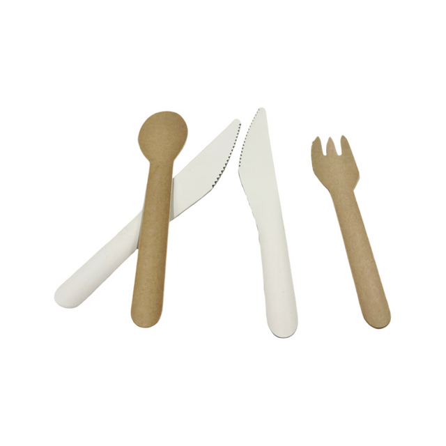 Eco Friendly BPI 100% Compostable Paper Cutlery Paper Knife Spoon Fork Dessert Spoon Ice Cream Spoon Stirring Stick