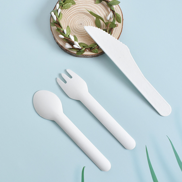 Biodegradable Disposable Paper Cutlery Paper Knife Fork& Spoon for Restaurant, Party