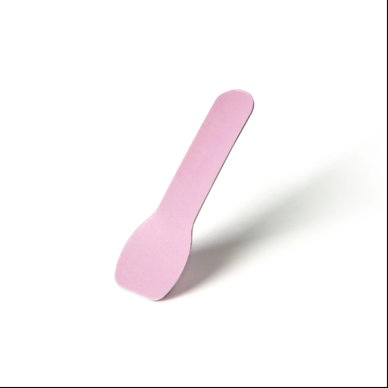 Customized logo Food Grade Compostable Kraft Paper Ice Cream Spoon Disposable Frozen Yogurt Gelato Cutlery Spoon Set with Lid