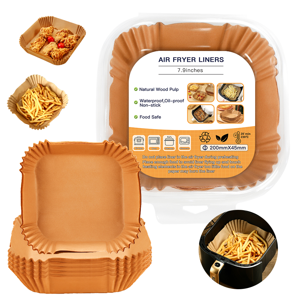 Reusable Non Stick Collapsible 50pcs 9 Inch 6.3inch Ce Burden 100 Pcs Disposable Paper square Silicone air Fryer Liners