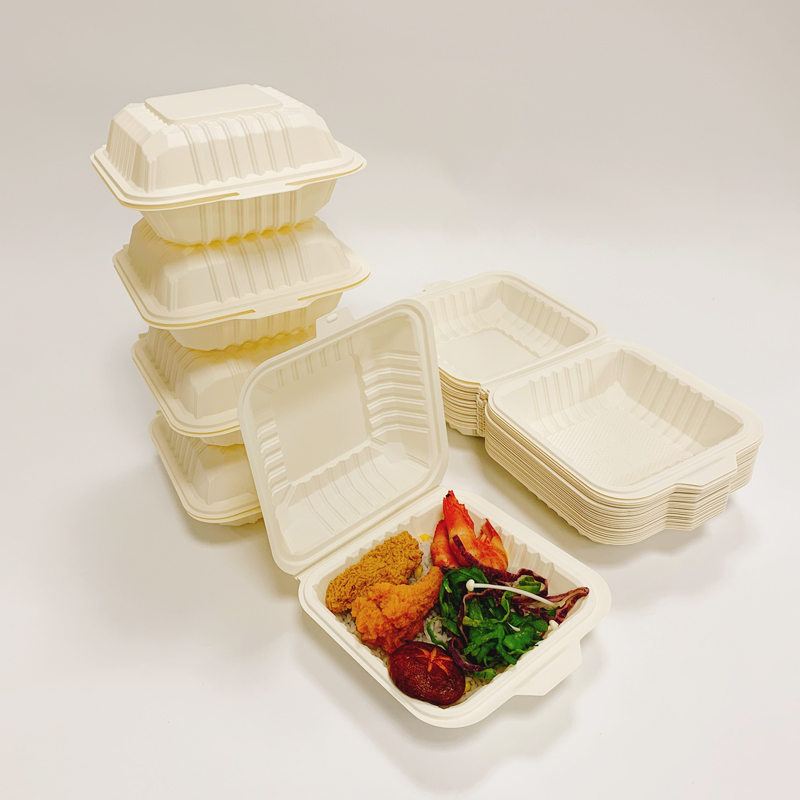 Customizable Logo Corn Starch Lunch Box Biodegradable Food Grade Packaging Container Square Takeaway Box for Cake & Sushi