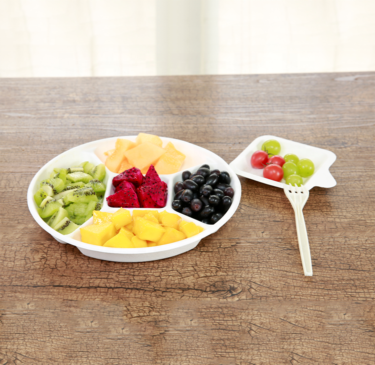 Customizable Disposables Recyclable Biodegradable Corn Starch Food Tray for Parties and Camping with Pulp Lid