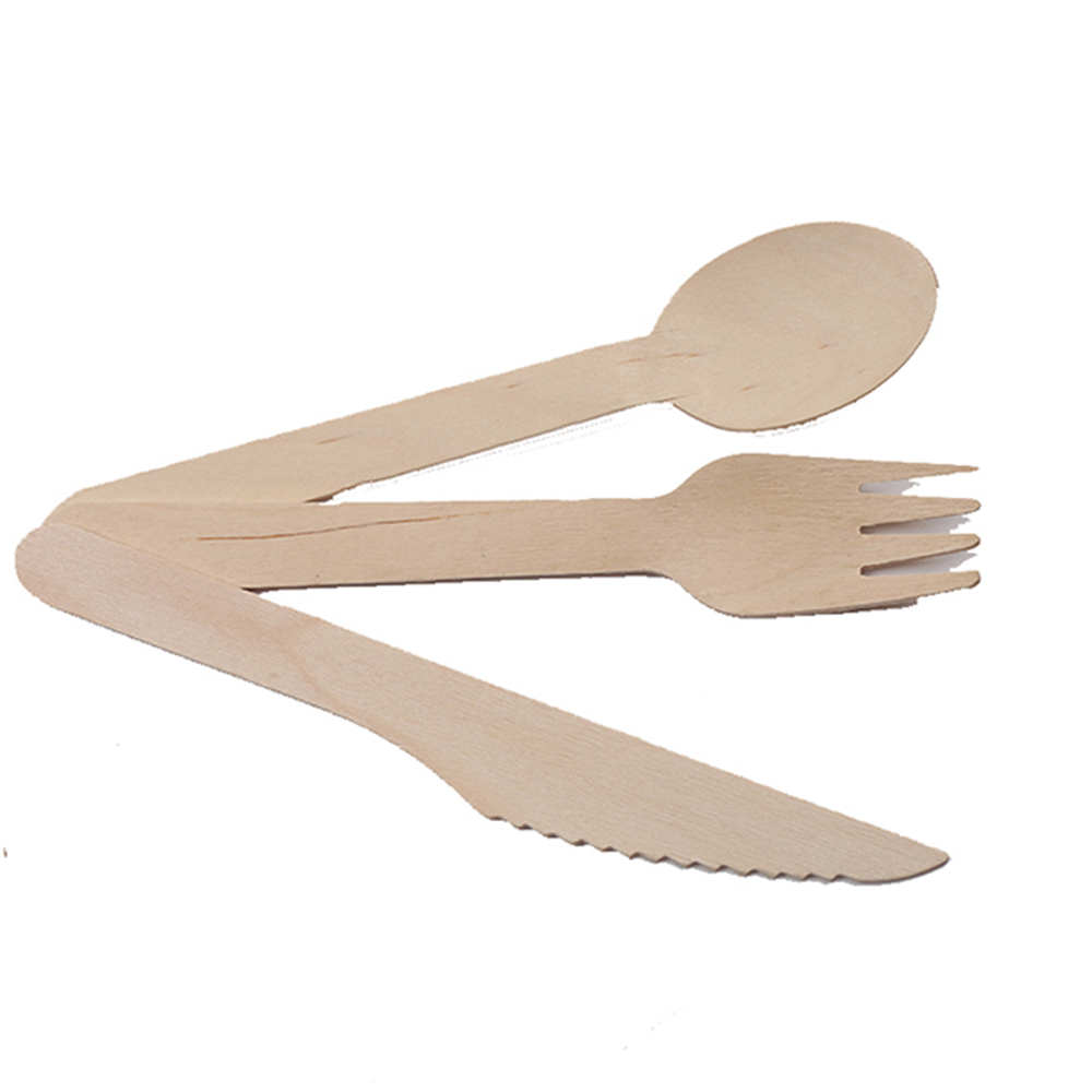 Hot Sale Modern Biodegradable Cutlery Wooden Spoon Fork and Knife Tableware Set