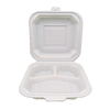 kompostierbare einweg-lunch-klappbox aus maisstärke 8*8 mit 3 fächern