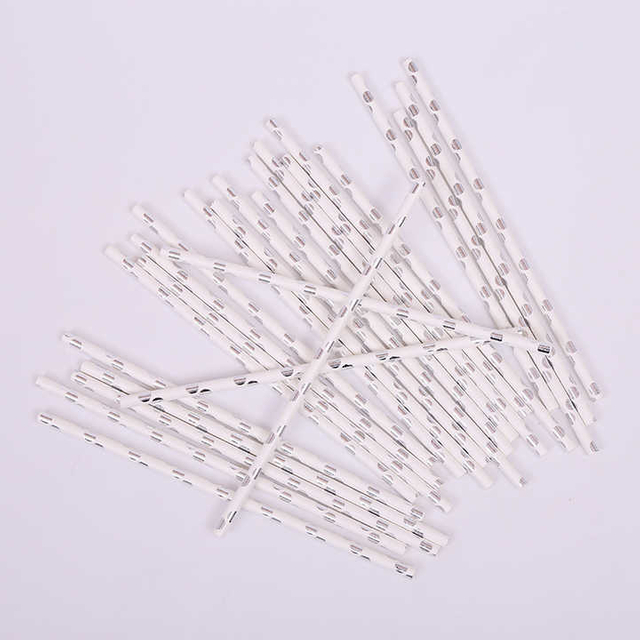 Environmentally Friendly Biodegradable Paper Straw Hot Gold Stamping Dot Paper Straw Party Decoration Paper Straw