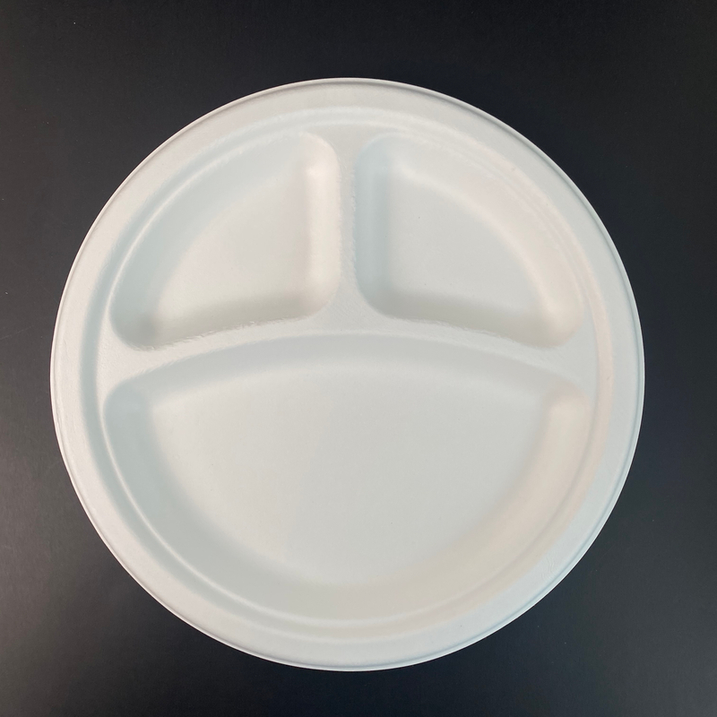 Biodegradable Sugarcane Disposable Paper 9 Inch 3 Division Plate