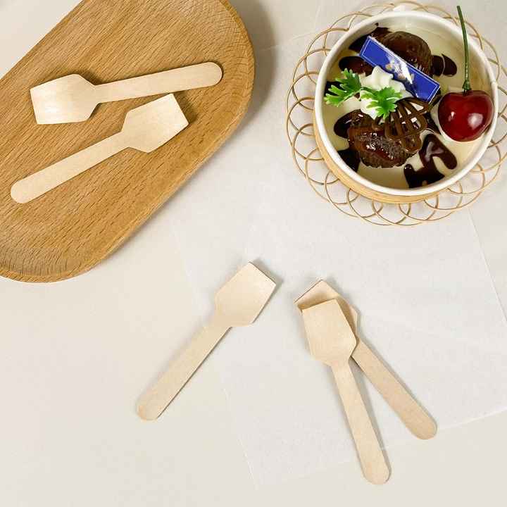 95mm Disposable Square Spoon Tasting Wood Pointed Spoon Ice Cream Spoon