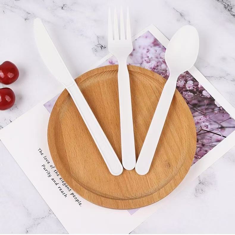 Customizable Renewable CPLA Compostable Disposable Cutlery Set Biodegradable Onboard Catering Plastic Plates & Bowls