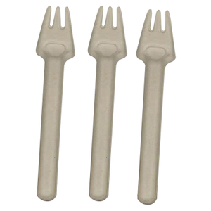 Disposable Biodegradable White Sugarcane Cutlery Custom Bagasse Forks for Food