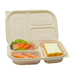 3 Frames High-Temperature Microwave Take-Out Box Corn Starch Lunch Container Eco-Friendly Bio-Degradable Insulation Takeout Food