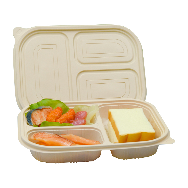 3 Frames High-Temperature Microwave Take-Out Box Corn Starch Lunch Container Eco-Friendly Bio-Degradable Insulation Takeout Food
