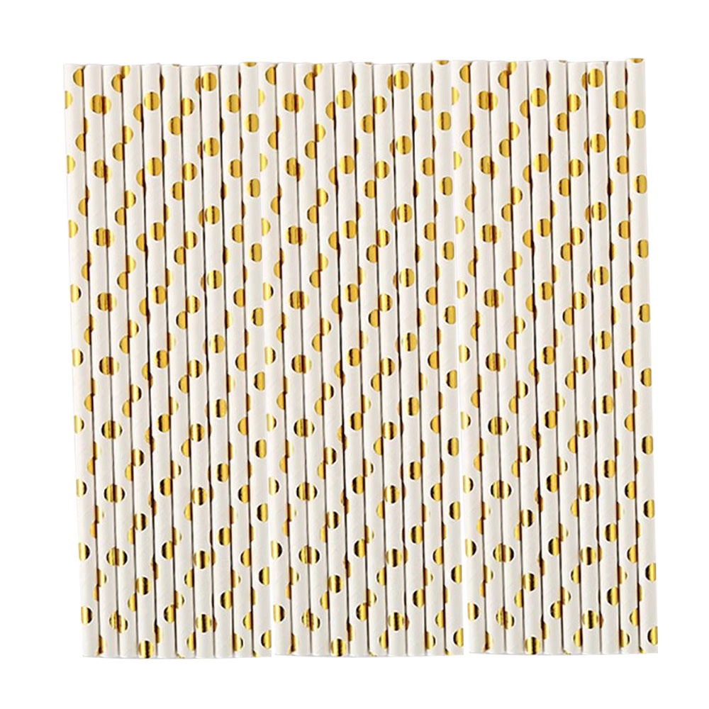 China Wholesale Thanksgiving Christmas Decorative Gold Color Biodegradable Disposable Drinking Paper Straw