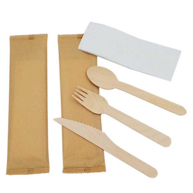 Biodegradable Wooden Disposable Cutlery Sets Knife Spoon Fork Wholesale Custom