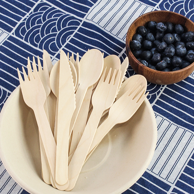 China Factory Wholesale 160 mm Wood Cutlery Wooden Cutlery Set With Cheap Price
