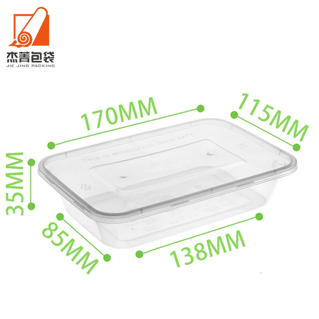 Disposable Food Container Rectangular Takeaway Transparent Black Fast Food Lunch Box Thickened Plastic Box With Lid