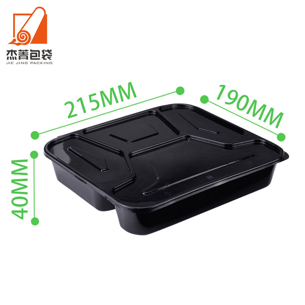 4 Compartments Deli Snack Meal Packing Disposable Container Takeaway Plastic Food Box
