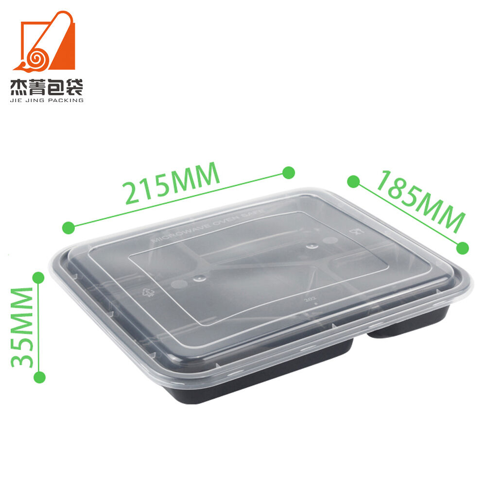 Disposable Rectangular PP Plastic Lunch Box Thickened Four Compartment Food Grade Container for Fast Food Takeaway Packaging