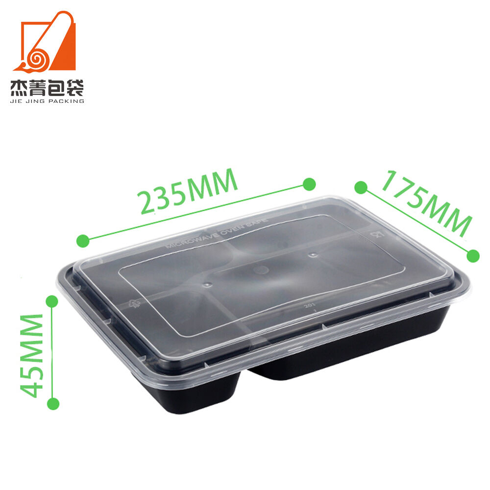 S3+1 Disposable Transparent Fast Food Rectangular Four Compartments Microwaveable PP Thickened Chinese Lunch Box Packing Box