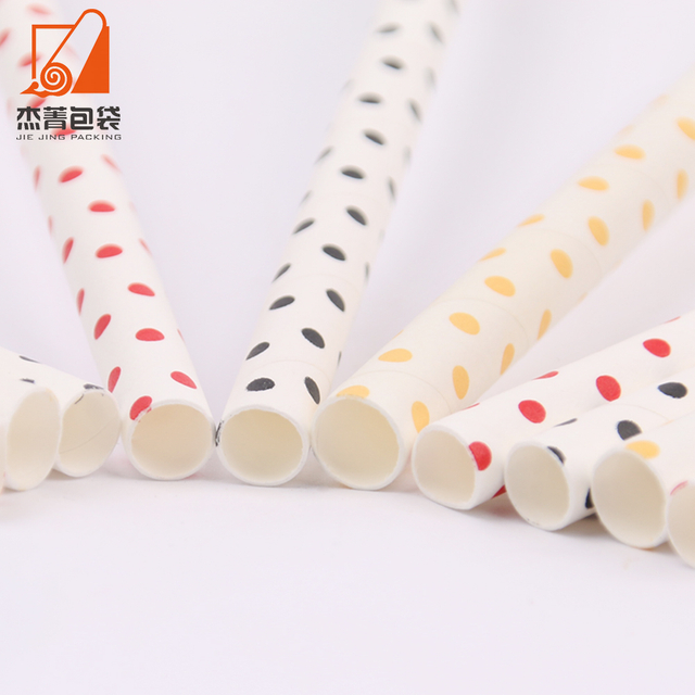 Supplier Wholesale Polka dot 100% biodegradable paper straws can be used to drink milk tea