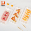 Biodegradable and compostable disposable and environmentally friendly sugarcane bagasse meal tray, rectangular takeout, dine in