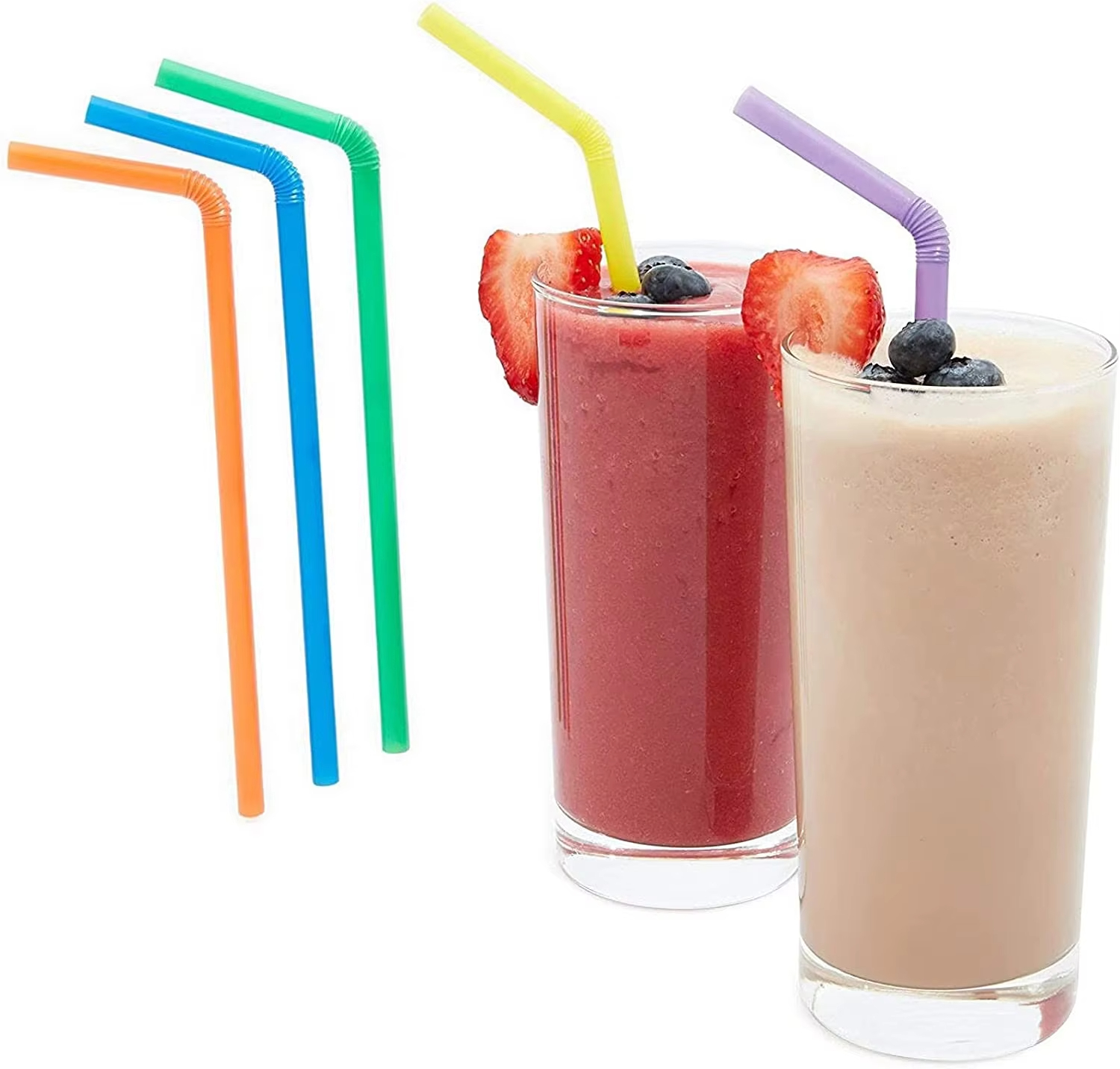 Flexible PP Colorful/Stripe Drinking Plastic Straws Bendable Drinking Straws Plastic Flexible Straws