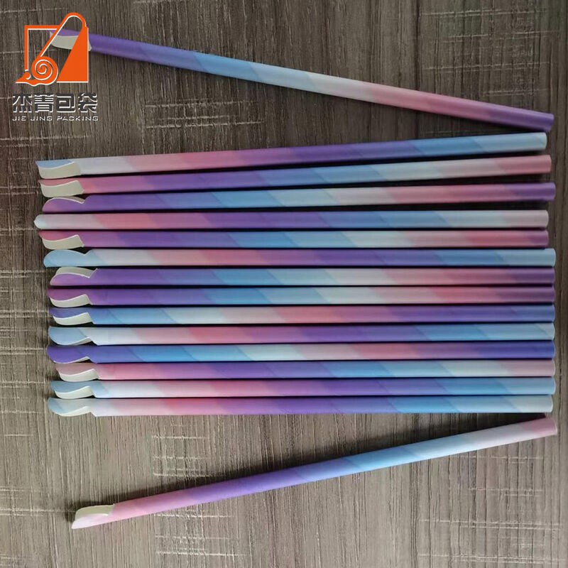 Customized Colorful Biodegradable Paper spoon straw Environmental Protection Hot And Cold Drink Paper straw