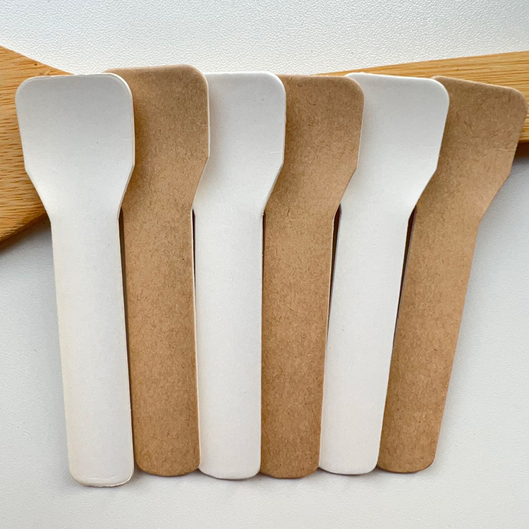 Eco friendly cheap dessert ice cream paper spoon disposable cutlery with custom