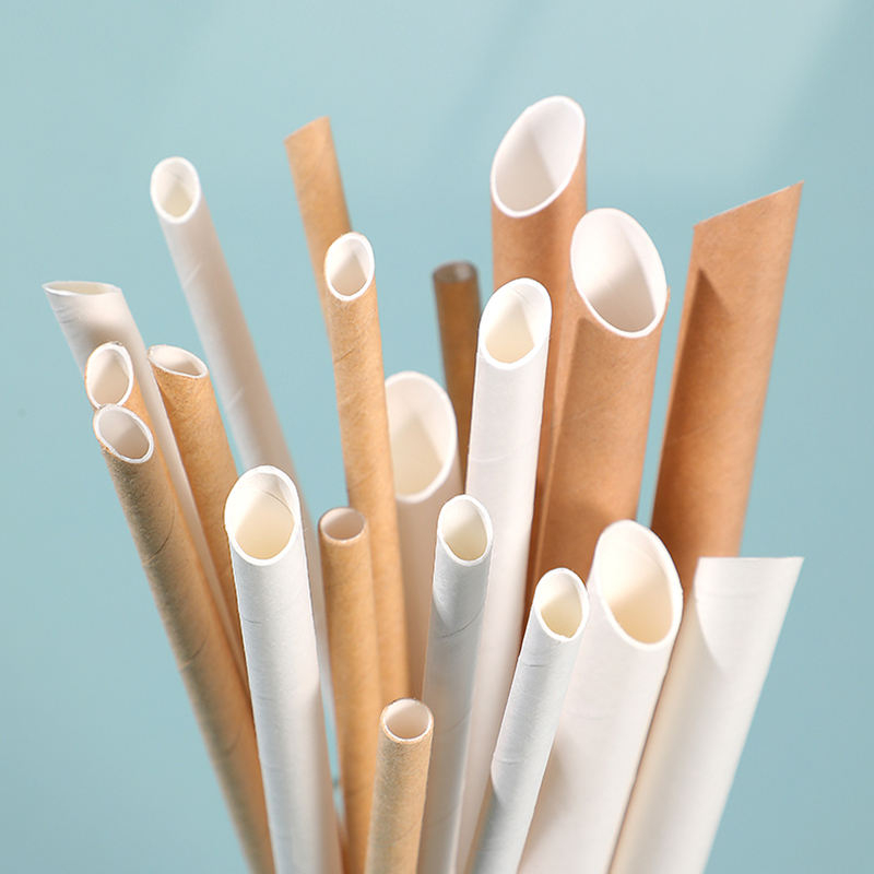 Degradable kraft paper straw independent packaging can be customized high temperature resistant disposable paper straw