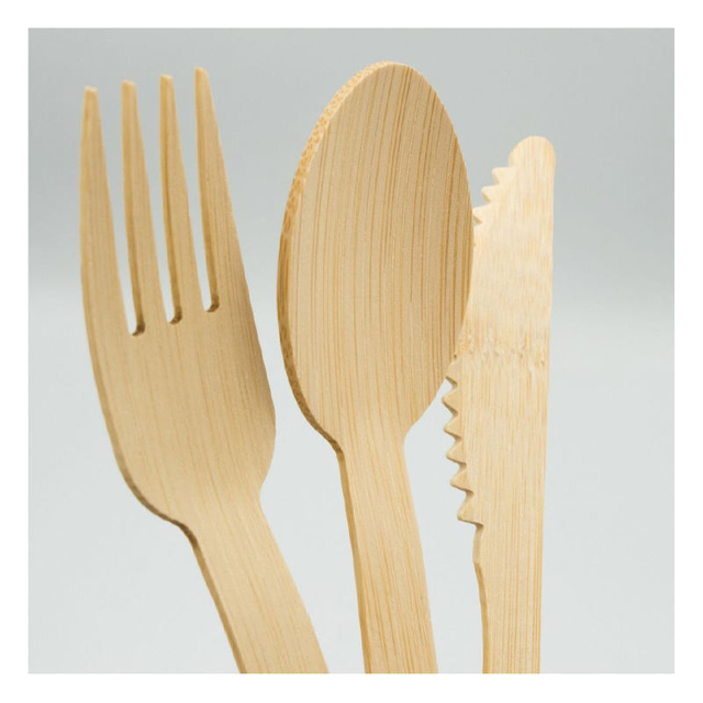 Biodegradable Disposable Eco Friendly Bamboo Fork Spoon Knife Bamboo Cutlery
