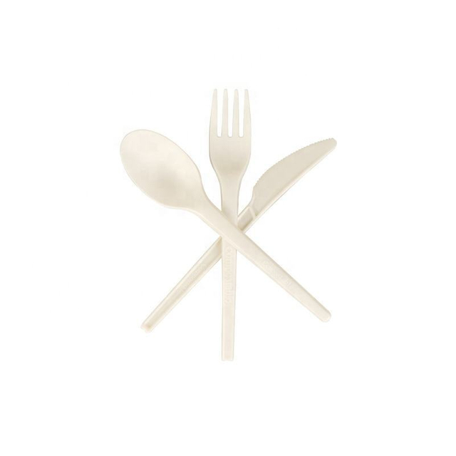 Wholesale Natural Biodegradable Bulk Bagasse Spoon forks knives Disposable Sugarcane Paper Cutlery