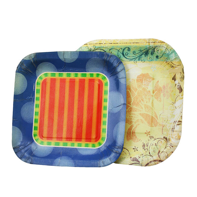 Wholesale high quality Disposable paper plate Custom color size pattern square disposable paper plate