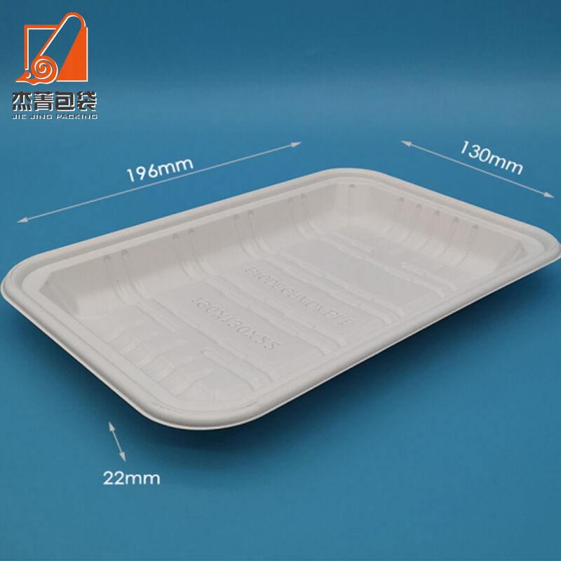 Disposable Biodegradable Cornstarch Meat Tray Eco-Friendly Take Away Food Tray