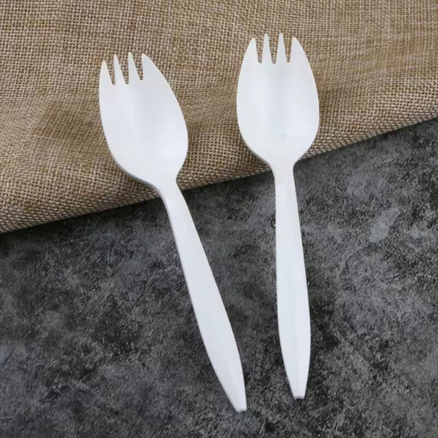 White Disposable Sporks Compostable Eco-Friendly and Kid-Safe 2-in-1 Utensils Built Strong to Last Large Meals