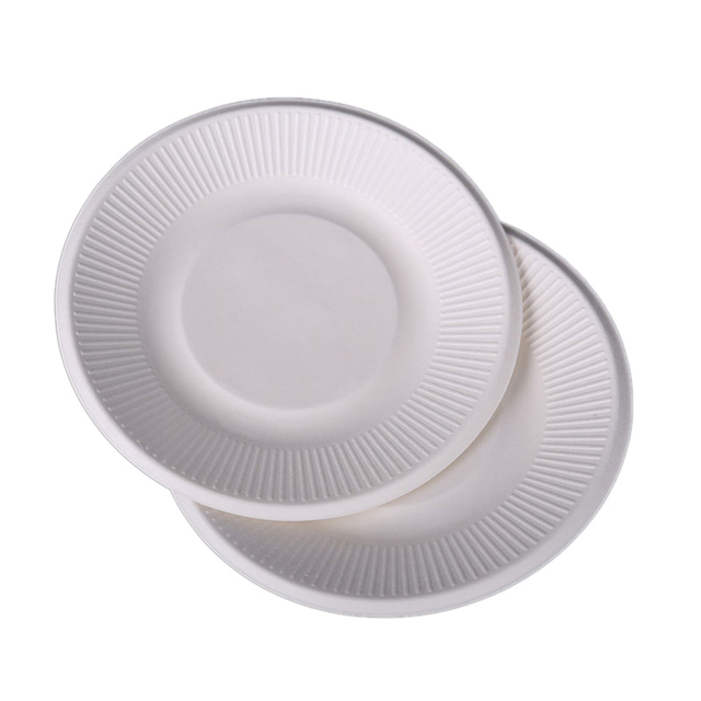 Compostable big round paper takeaway food container sugarcane bagasse pulp disposable bowls wholesale