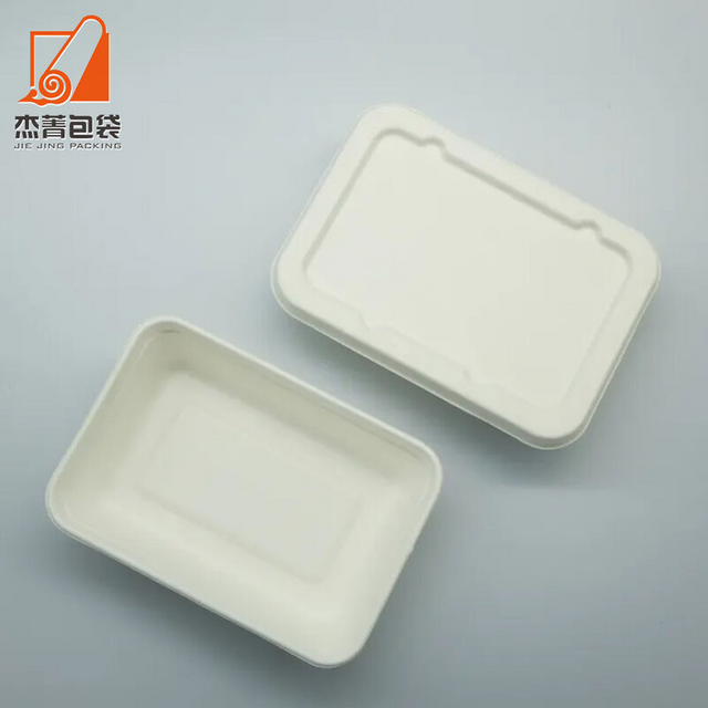 Disposable Bagasse 650ml Tray Lid Food Container Biodegradable Sugarcane Bento Lunch Box