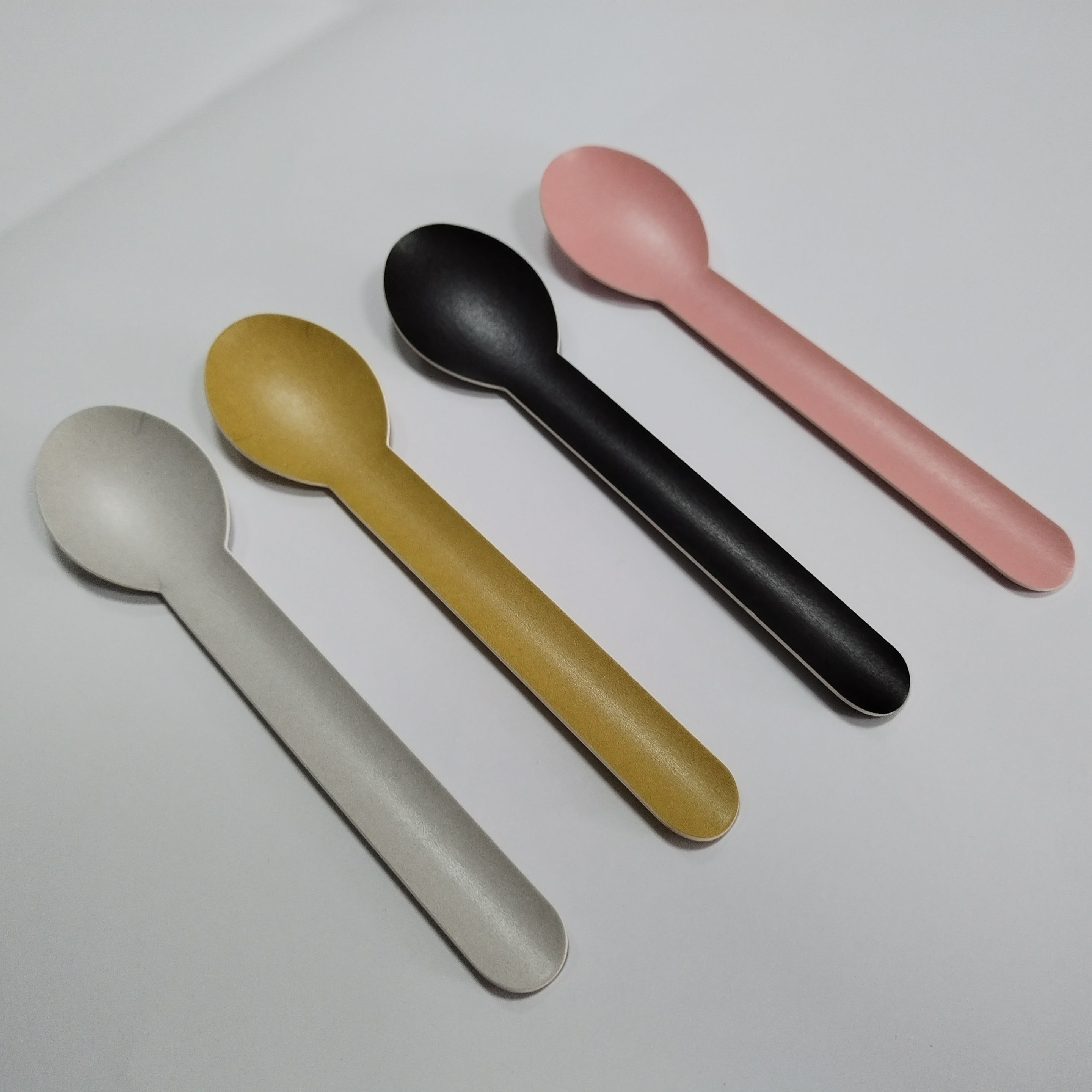 Colorful paper cutlery Bio-degradable Food Grade Pass Disposable Paper Spoon