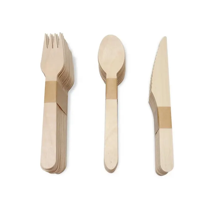 Wholesale Custom Packaging Disposable Bamboo Wooden Plastic Cutlery Sets for Restaurant